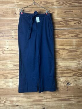 J. Crew Navy Wide-Leg Trousers with Self Tie